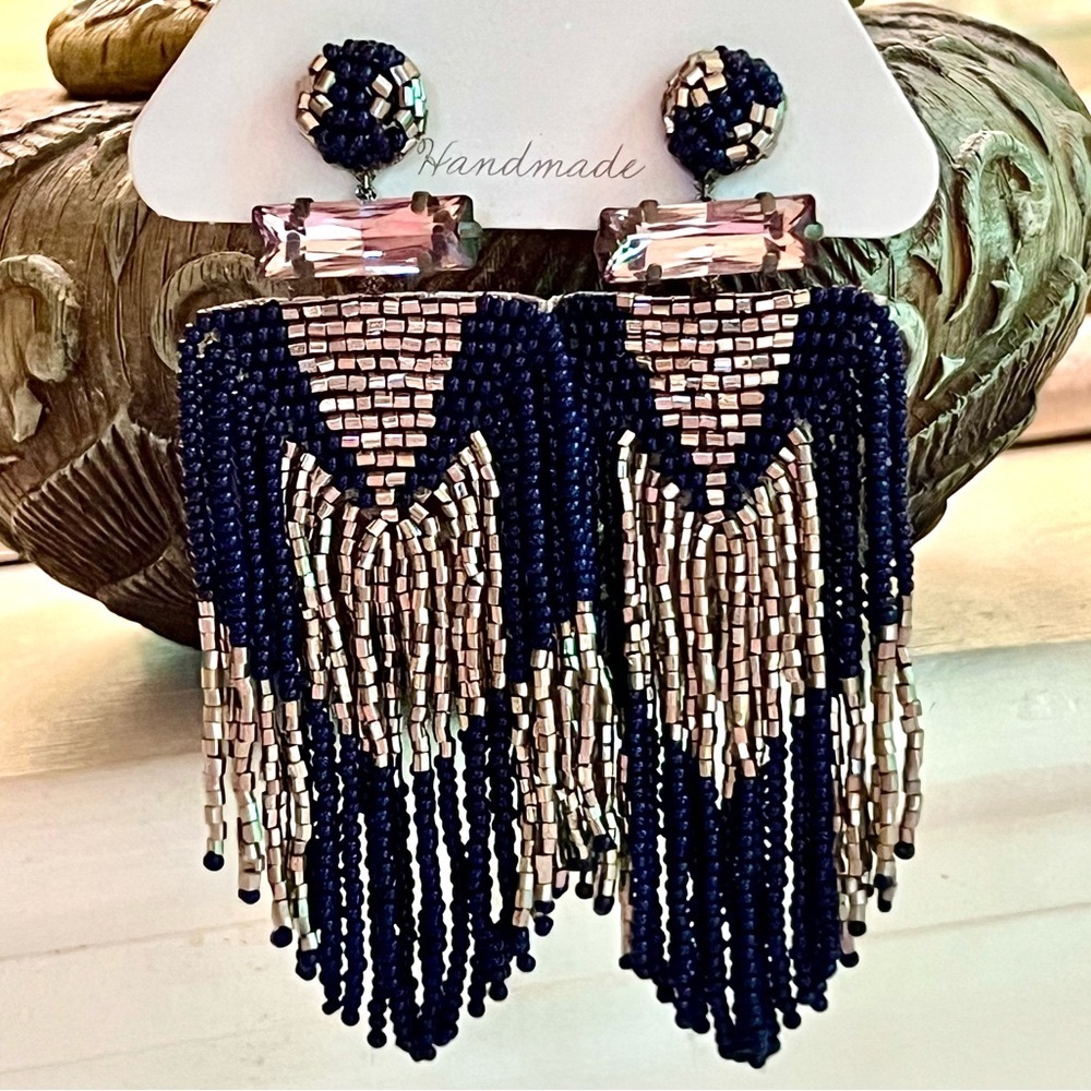 🌺🎉HP🎉🌺 NWT Deepa Gurnani Beaded Fringe Chandeliers - Picture 7 of 14